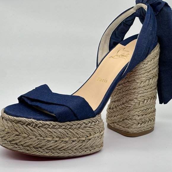 Christian Louboutin MARIZA DU DESERT Platform Heels Espadrille Sandal Shoes - Picture 5 of 13